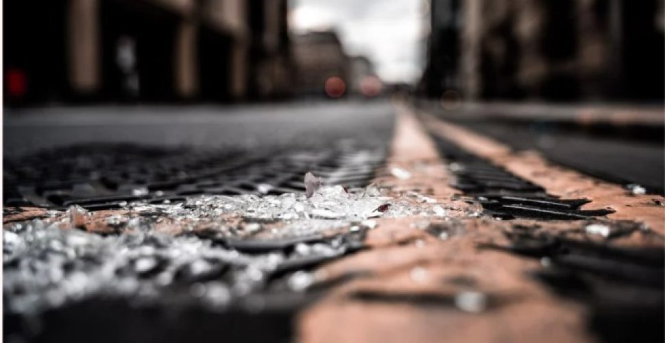 Broken Glass on Ground